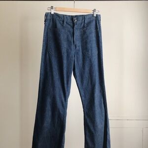 Fairseason Vintage 70s High Waisted Sailor Style Blue Jeans